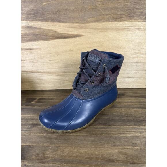 Sperry Duck Boots Womens Size 7 Saltwater Blue Wool Lace Up Ankle Top - Picture 1 of 11